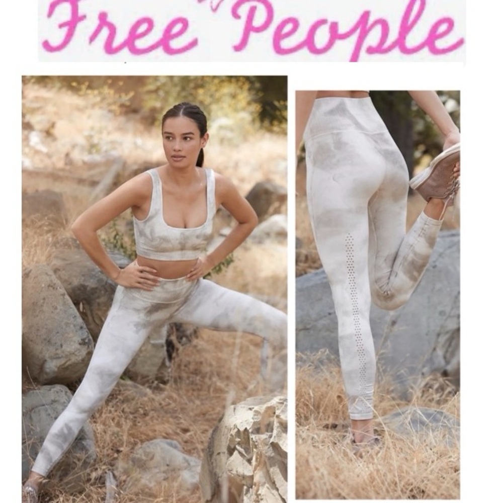 Free People Movement Good Karma Leggings Tie Dye Gray Medium Large EUC